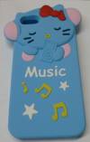 iPhone 5/5s Silicone Case Sleeping Cat Light Blue (OEM) (BULK)